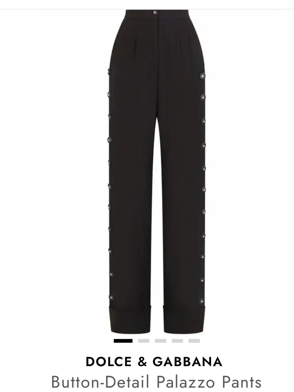Dolce & Gabbana Black High-Waist Flared Pants with Gold Buttons